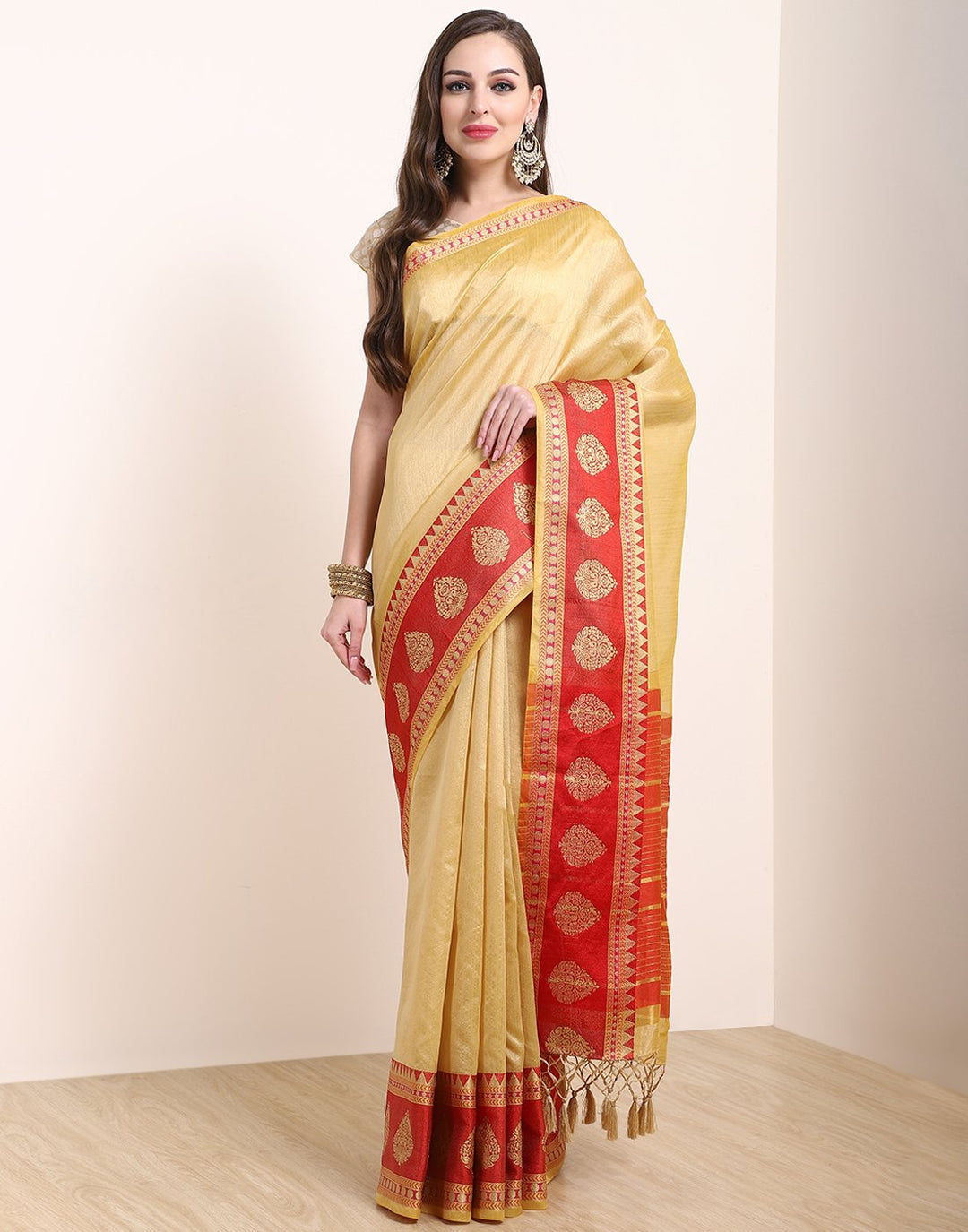 MBZ Meena Bazaar-Beige Art Handloom Saree