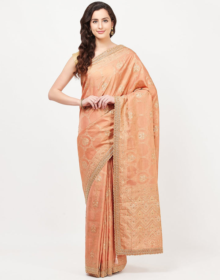 MBZ Meena Bazaar-Green Banarasi Tissue Saree