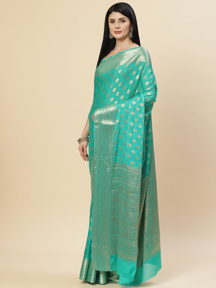 Zari Booti Crepe Plain Saree
