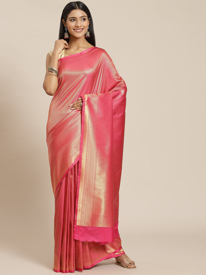 Brocade Zari Booti Art Handloom Woven Saree