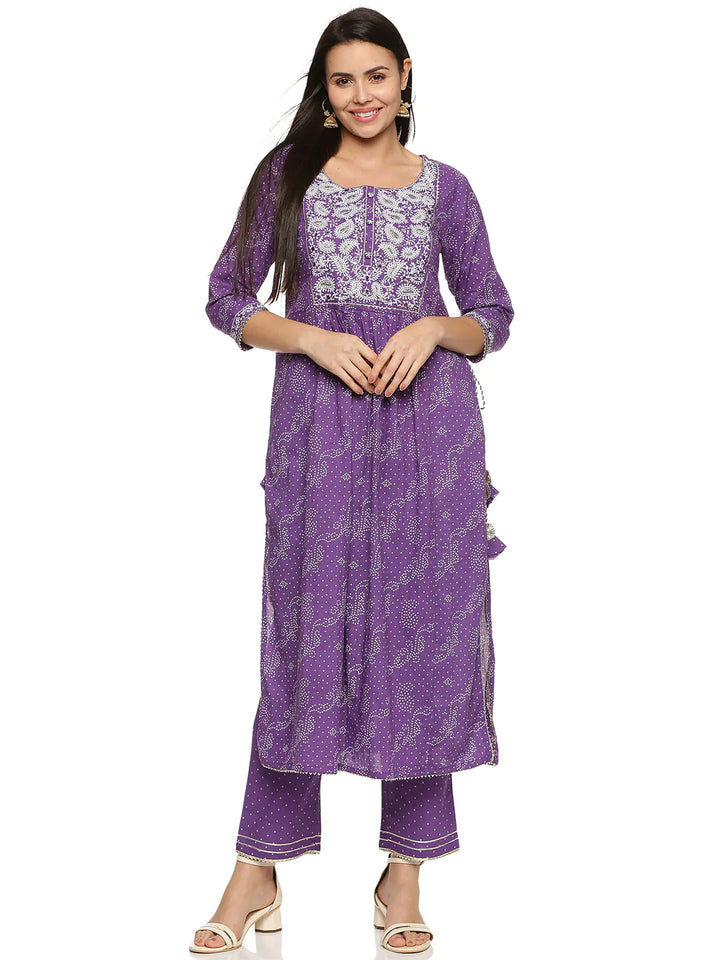 Printed Cotton Kurta With Pants