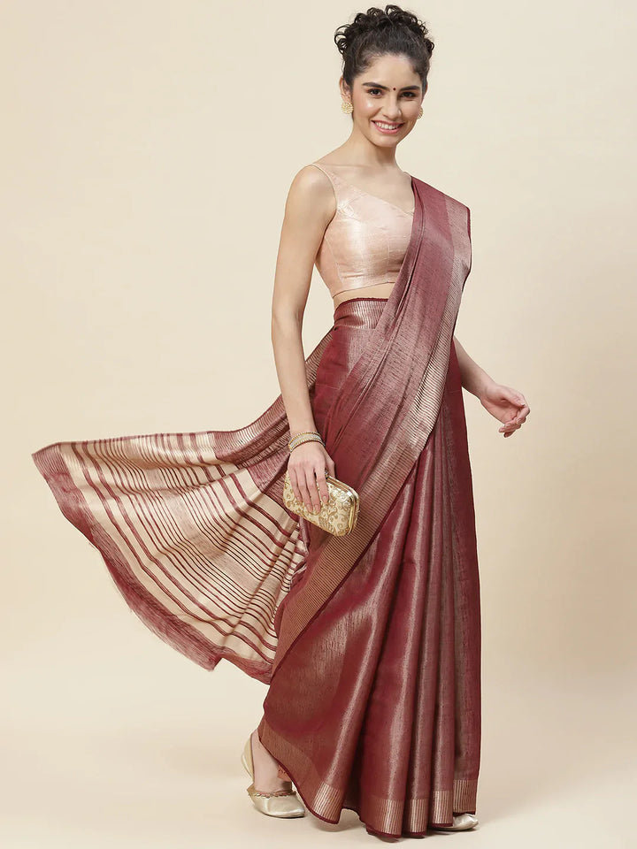 Plain Zari Border  Handloom Woven Saree