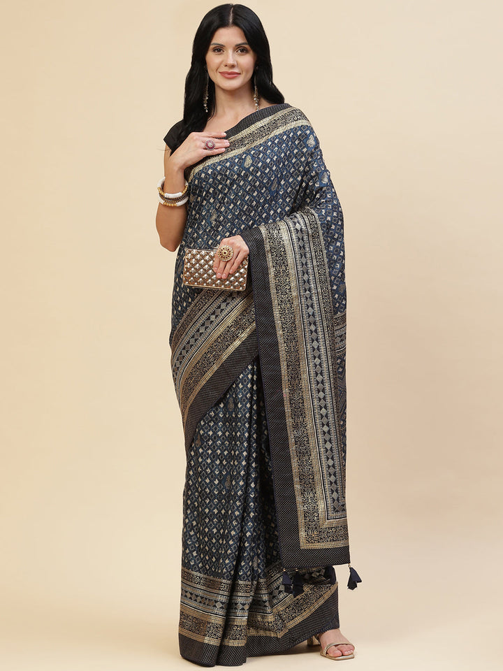 Abstract Printed Handloom Saree