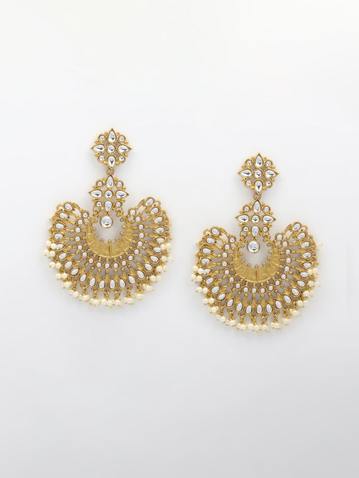 Gold &amp; White  Drop &amp; Dangler Earrings