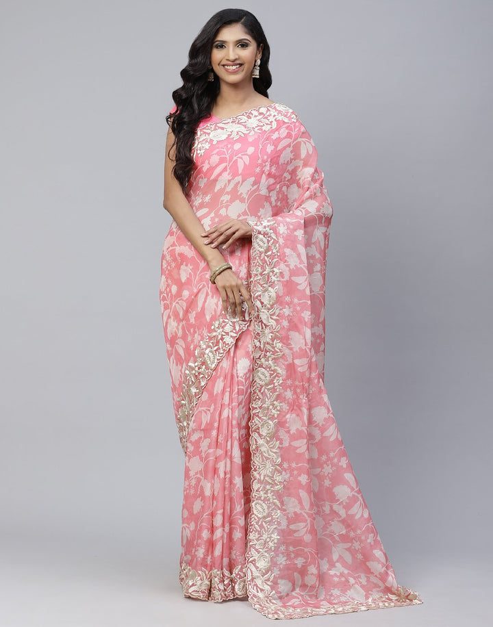 Parsi Jaal Printed Organza Saree