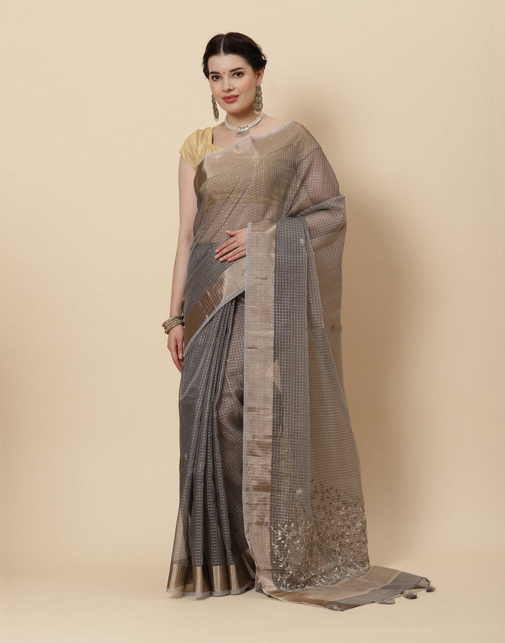 Embroidered Banarasi Tissue Saree