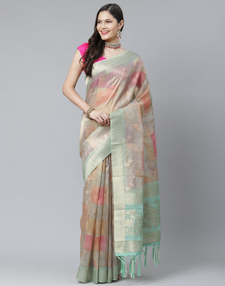 Cotton Tissue Saree with Multi Floral Print