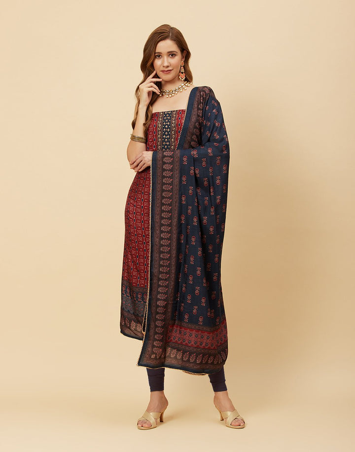 Printed Art Handloom Dupion Suit Piece