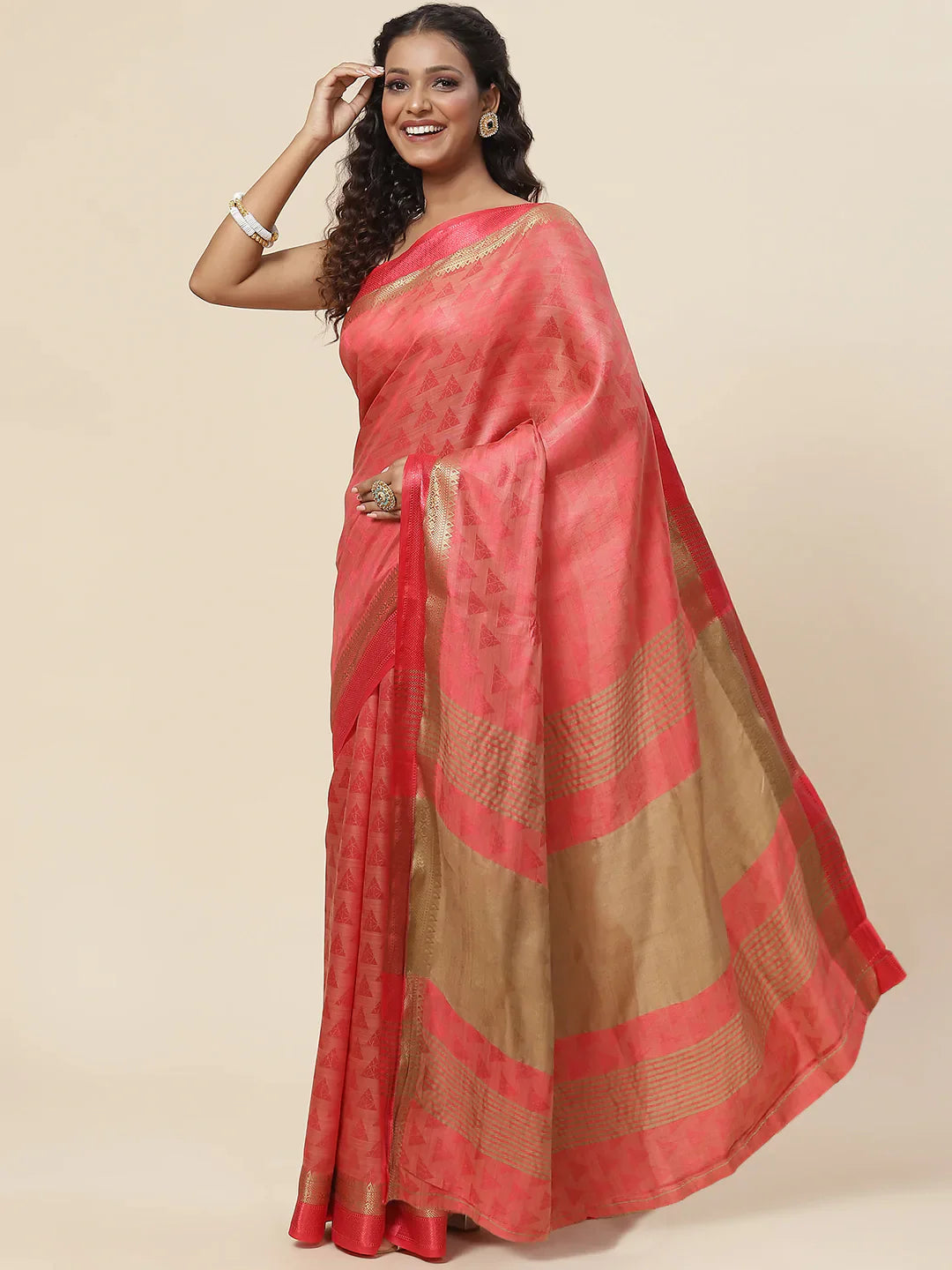 Plain Zari Border Handloom Woven Saree