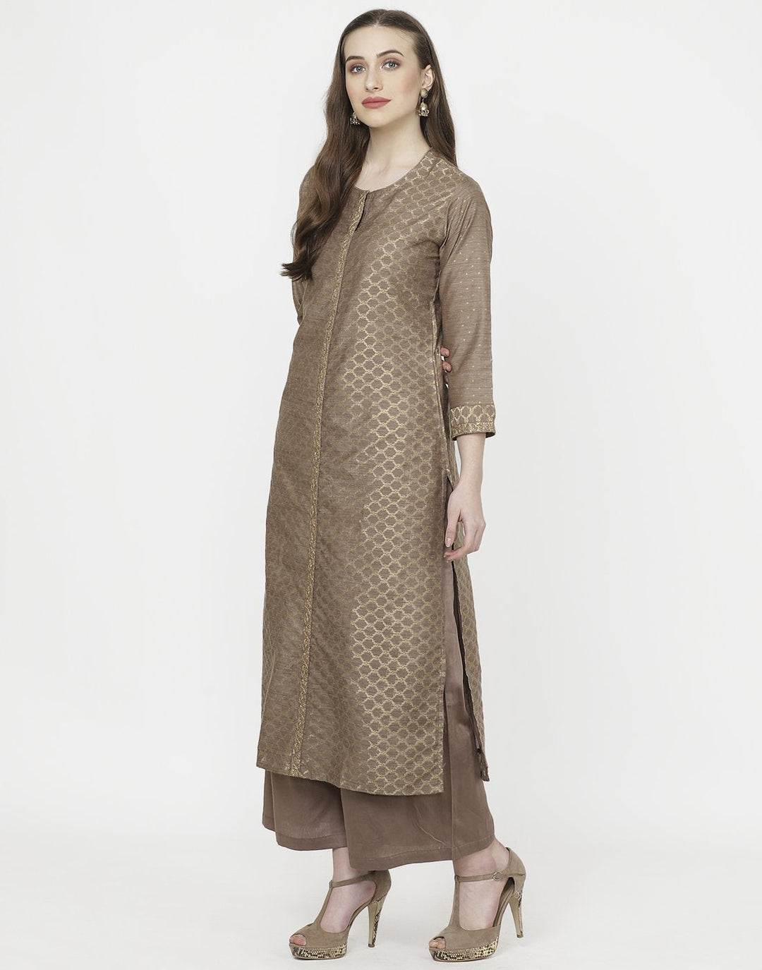 Mouse Art Tusser Kurti with Palazzo