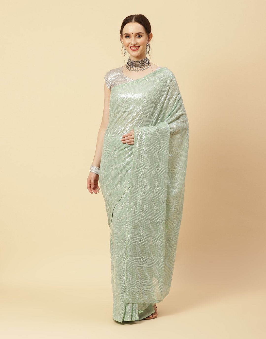 Sequence Embroidered Art Georgette Saree