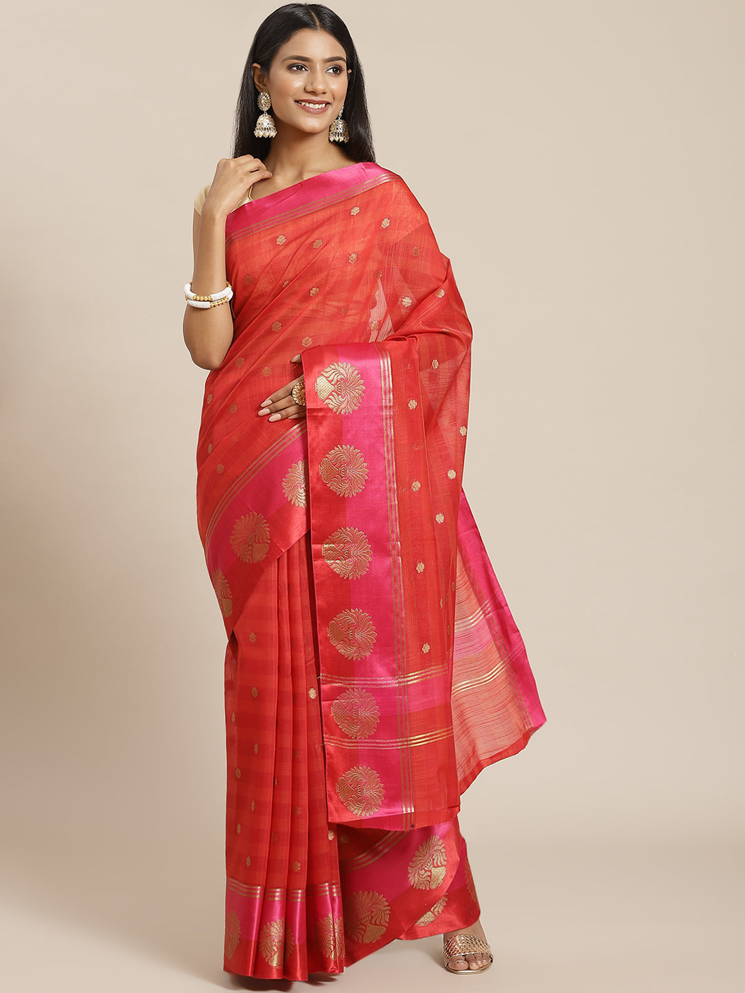Zari Border Cotton Woven Saree