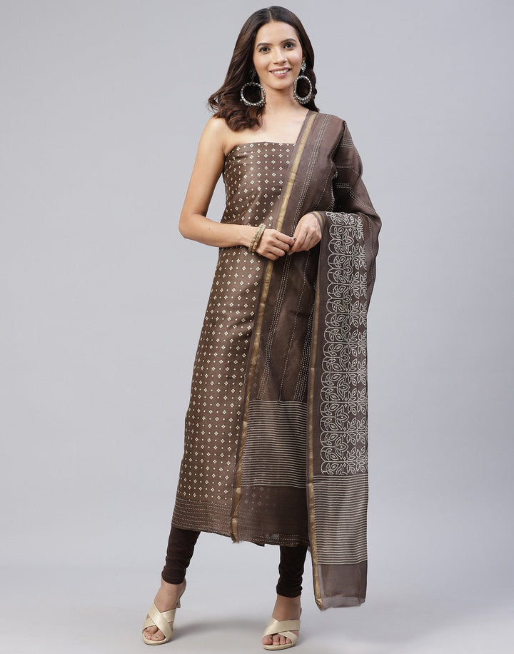 Printed Chanderi Suit Piece