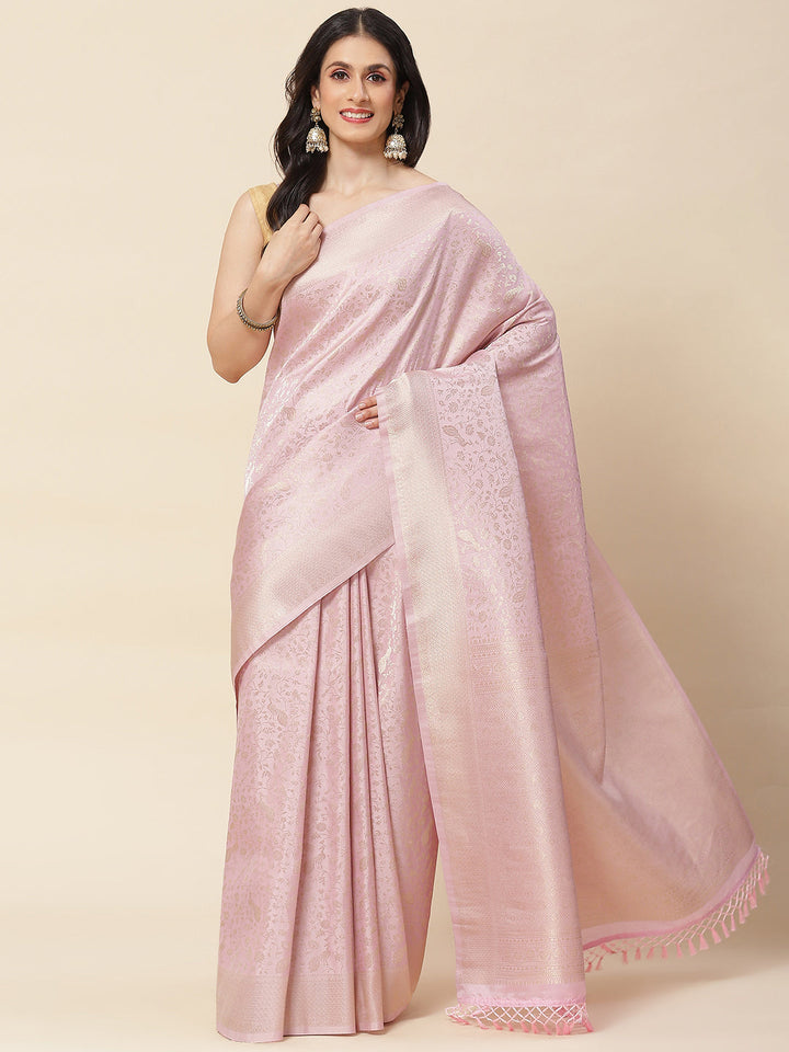 Floral Zari Jaal Woven Handloom Saree