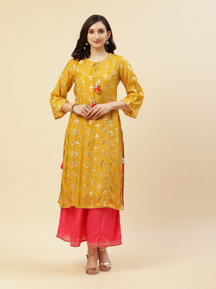 Printed Cotton Muslin Kurti With Palazzo