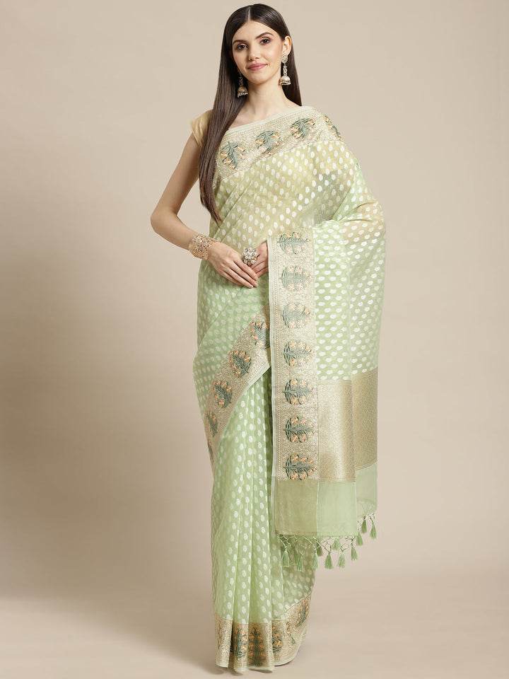 Resham Border Cotton Embroidered Saree
