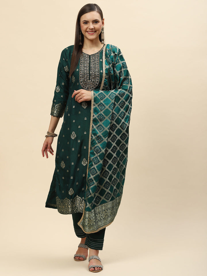 Banarasi Handloom Kurta With Pants &amp; Dupatta