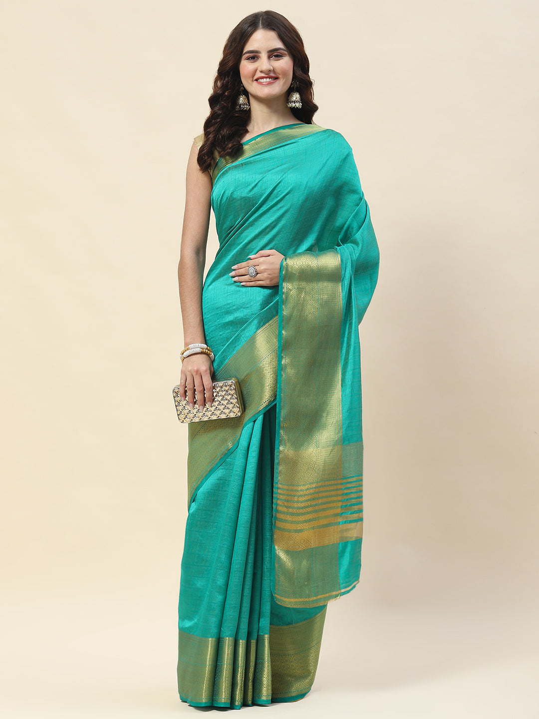 Plain Zari Border Woven Handloom Saree