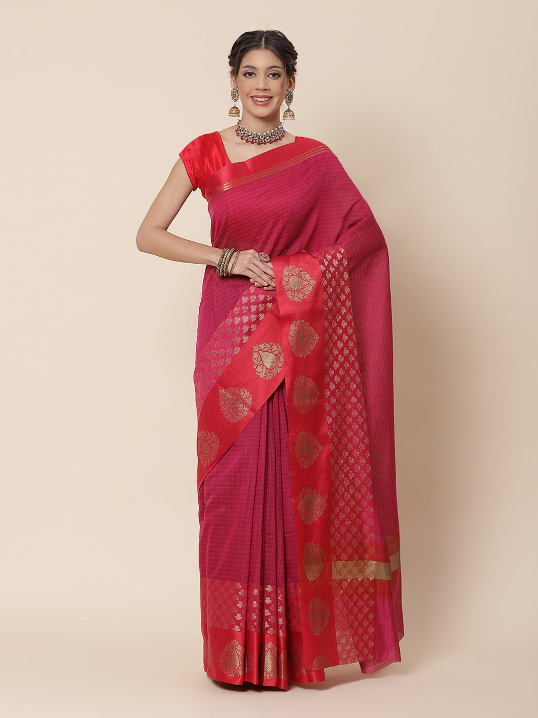 Zari Border Cotton Woven Saree