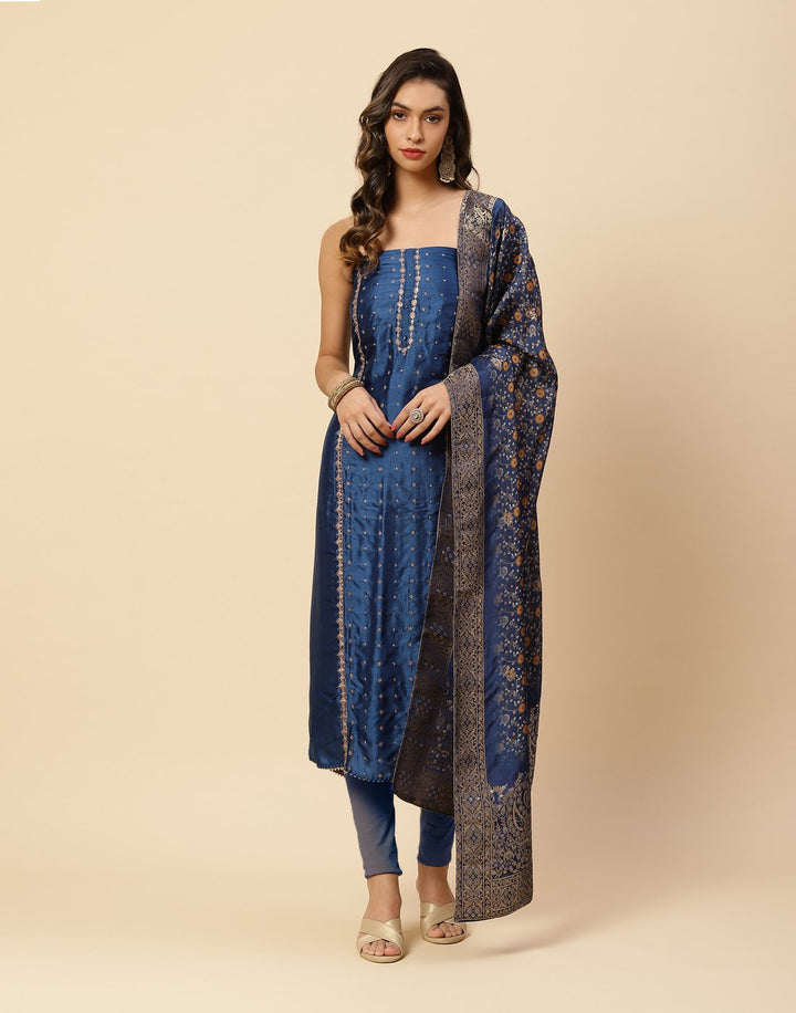 Embroidered Art Handloom Suit Piece With Art Silk Dupatta