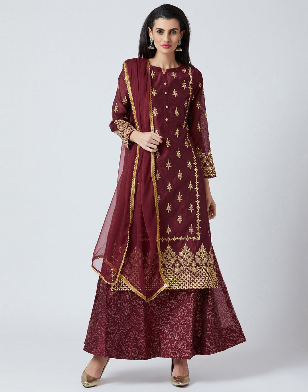 Navy Blue Cotton Chanderi Salwar Kameez