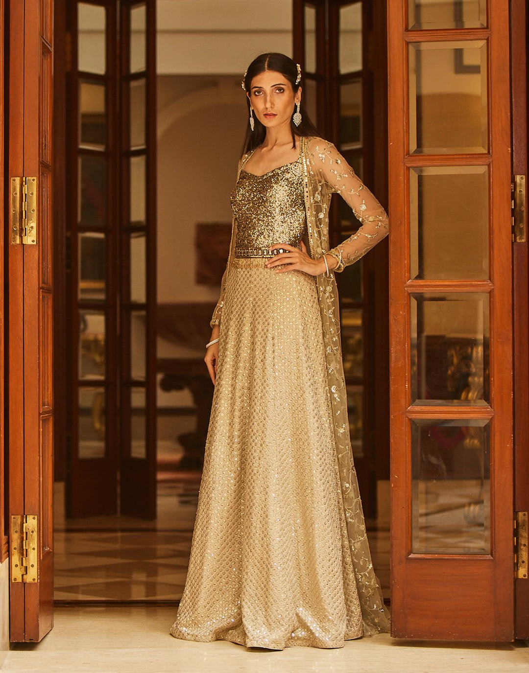 Sequence Embroidered Georgette Gown