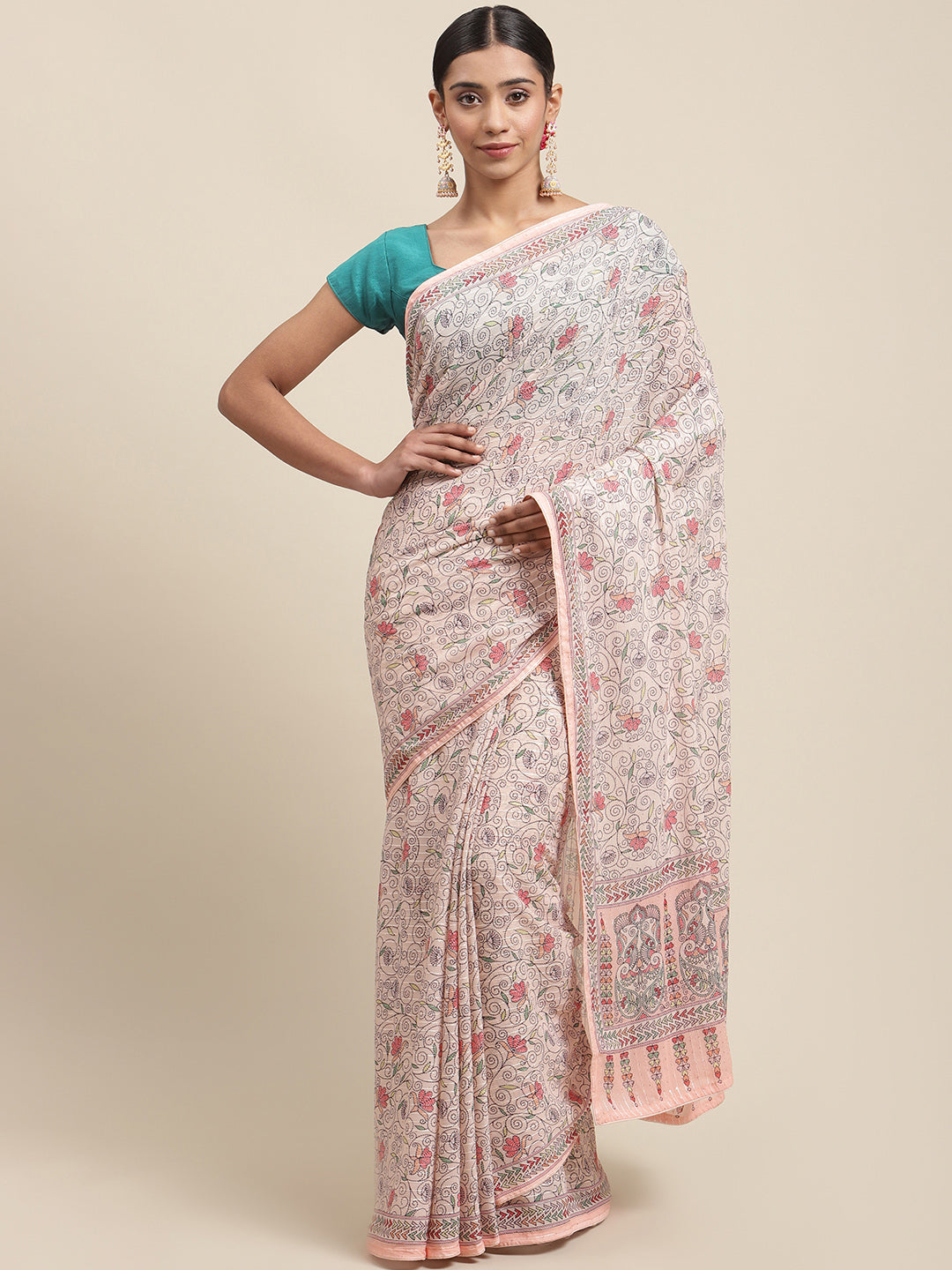 Digital Printed Sequence Georgette Saree