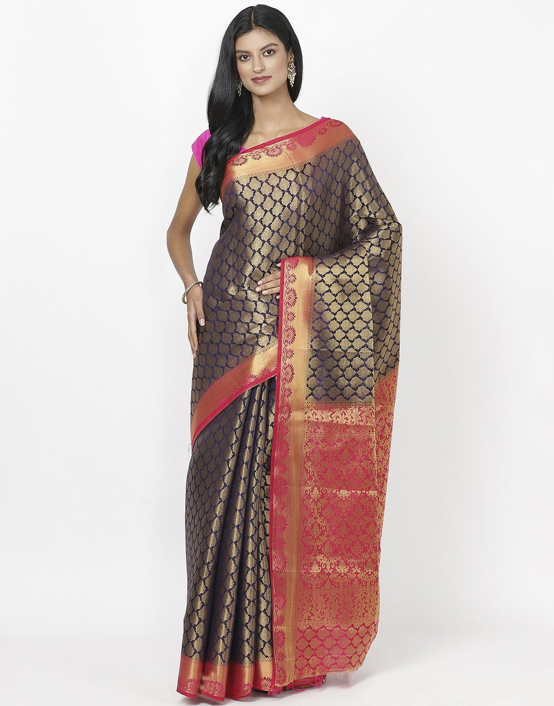 Navy Blue Art Handloom Saree