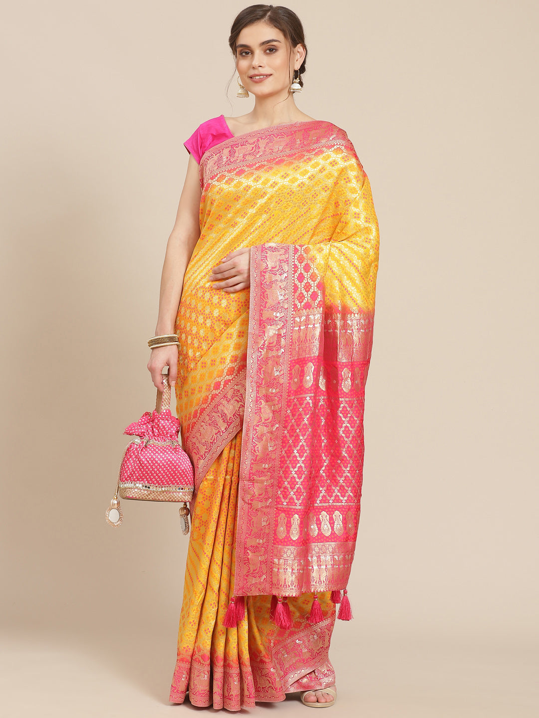 Bandhani Banarasi Woven Saree