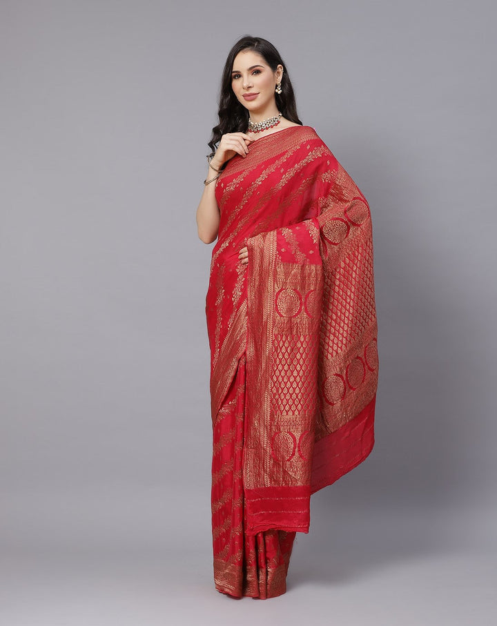 Beautiful Antique Zari Jaal Crepe Saree