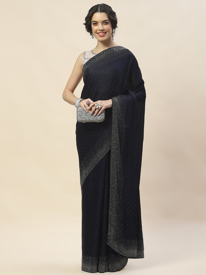 Stone Embroidered Chiffon Saree