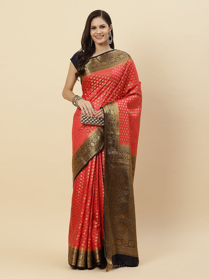 Zari Border Booti Art Handloom Woven Saree