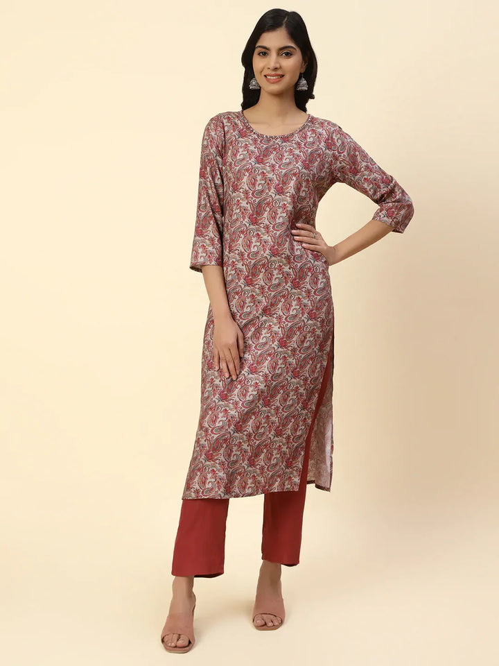 Floral Printed Pashmina Kurta With Pants