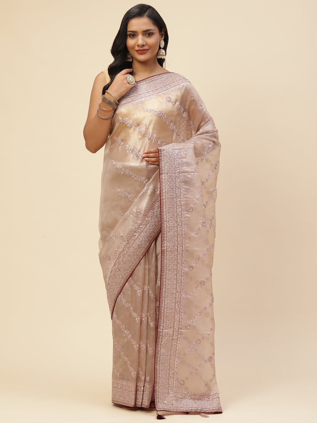 Cutdana Embroidered Organza Saree