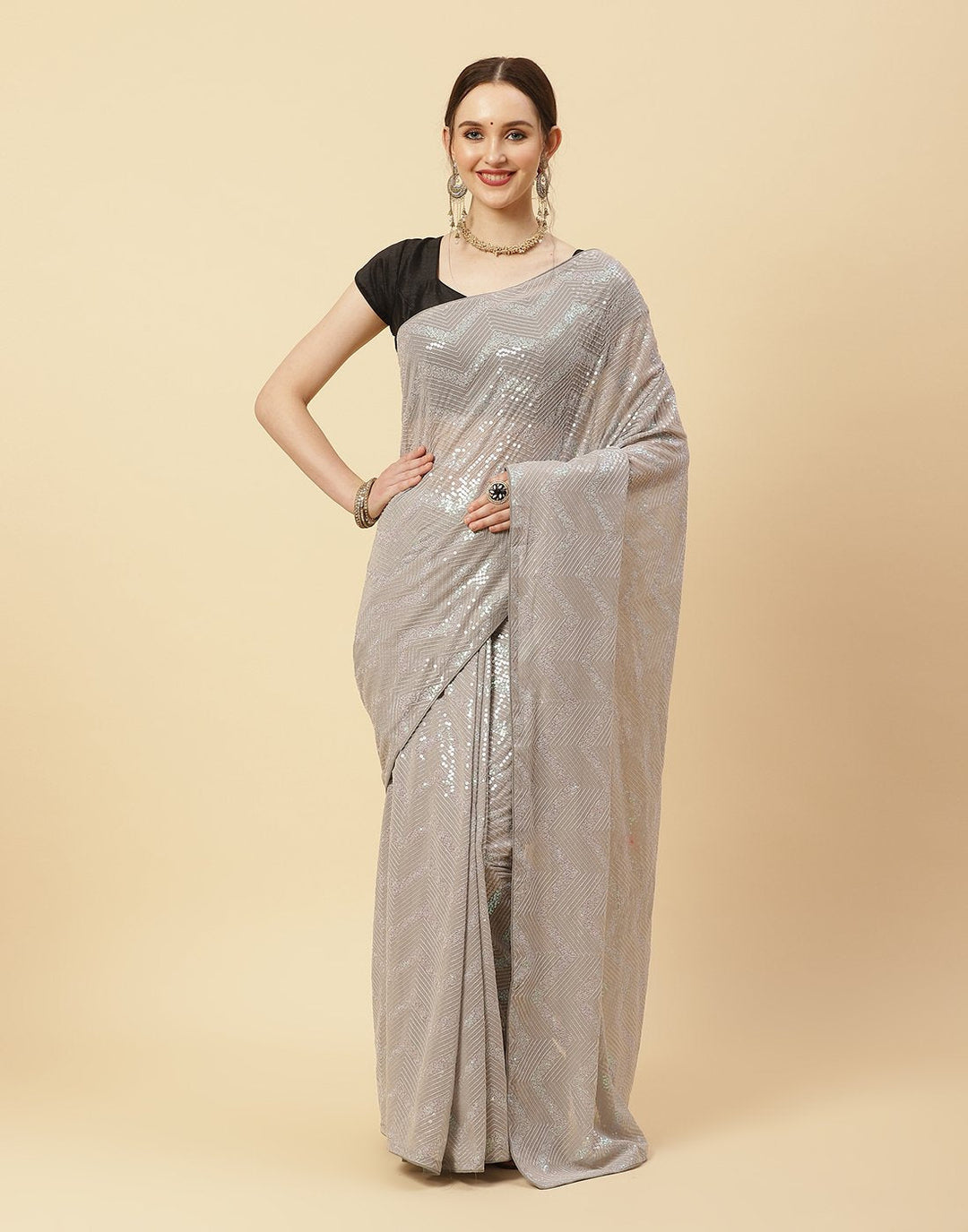Sequence Embroidered Art Georgette Saree