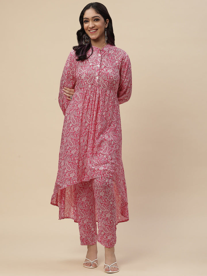 Printed Muslin Kurta With Printed Pants