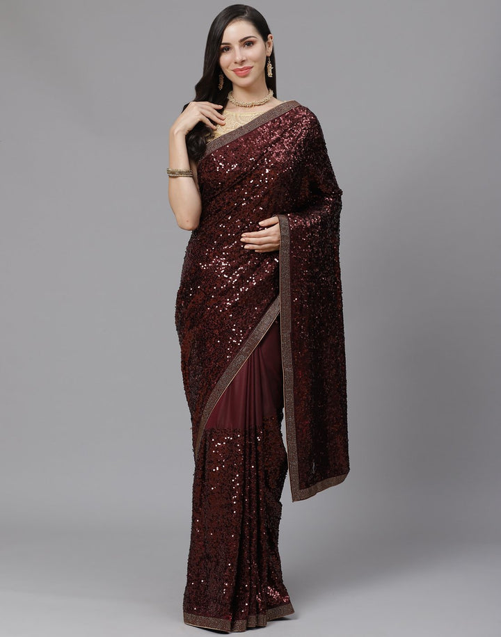Satin Silk Embroidery Saree