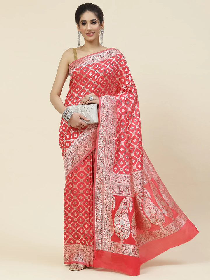 Zari Jaal Crepe Plain Saree