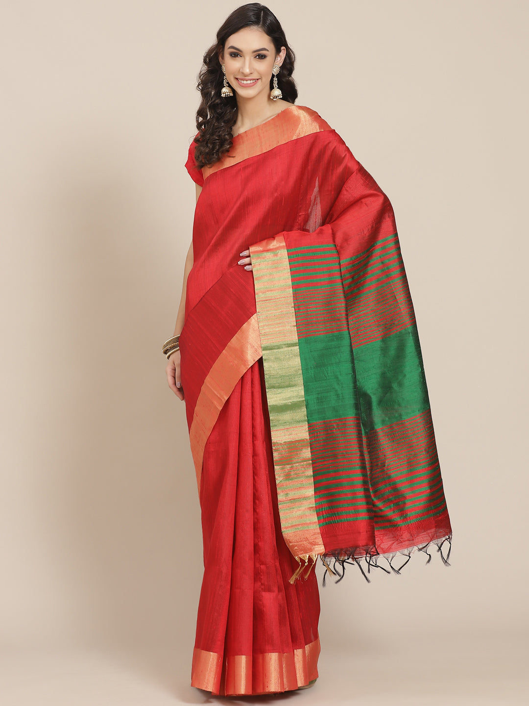 Green Handloom Woven Saree
