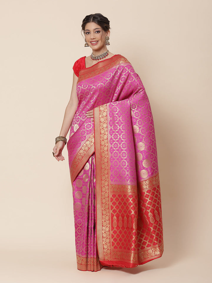 Bandhej Art Handloom Woven Saree