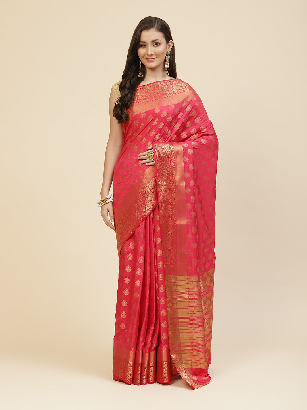 Zari Border Booti Handloom Woven Saree