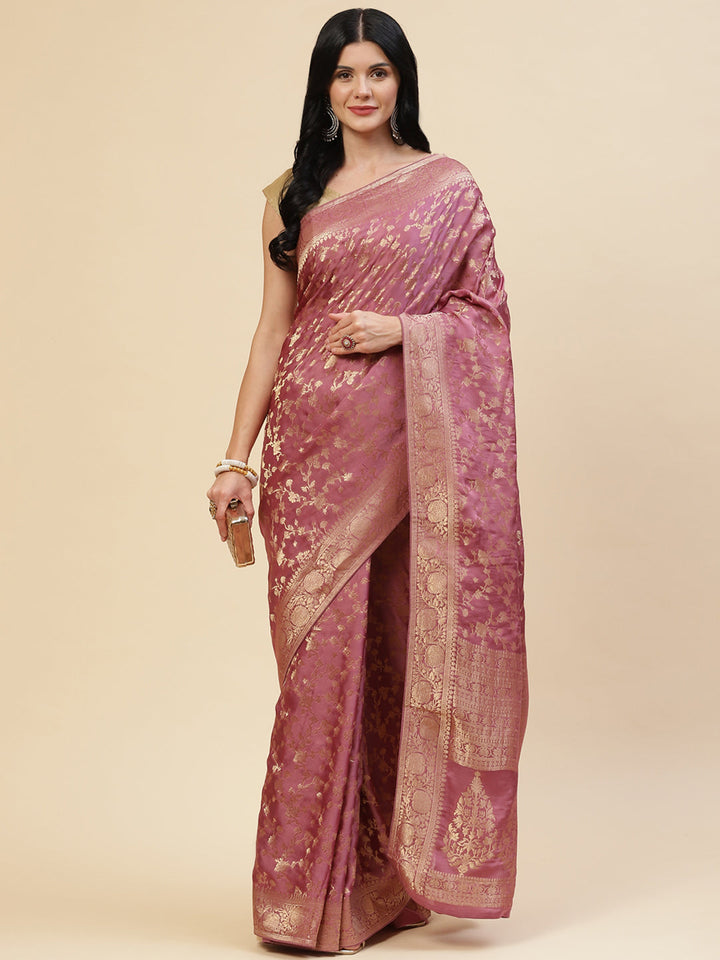 Zari Jaal Satin Woven Saree