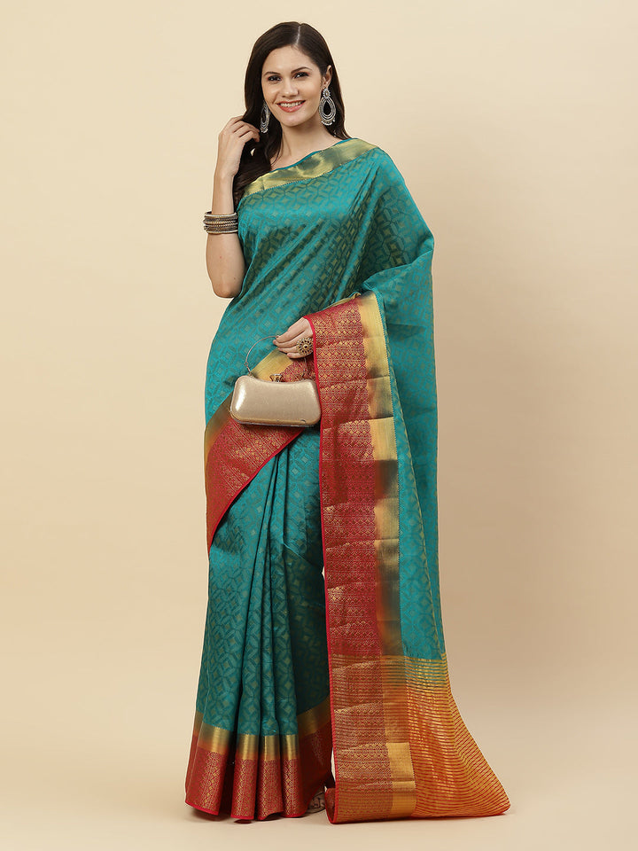 Plain Zari Border Handloom Woven Saree