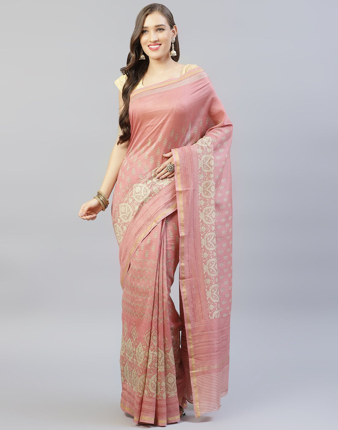 Kantha  Border Printed Cotton Saree