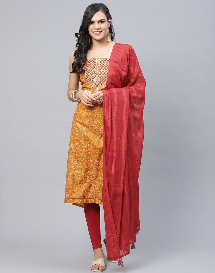 Cotton Printed Threadwork Suit piece