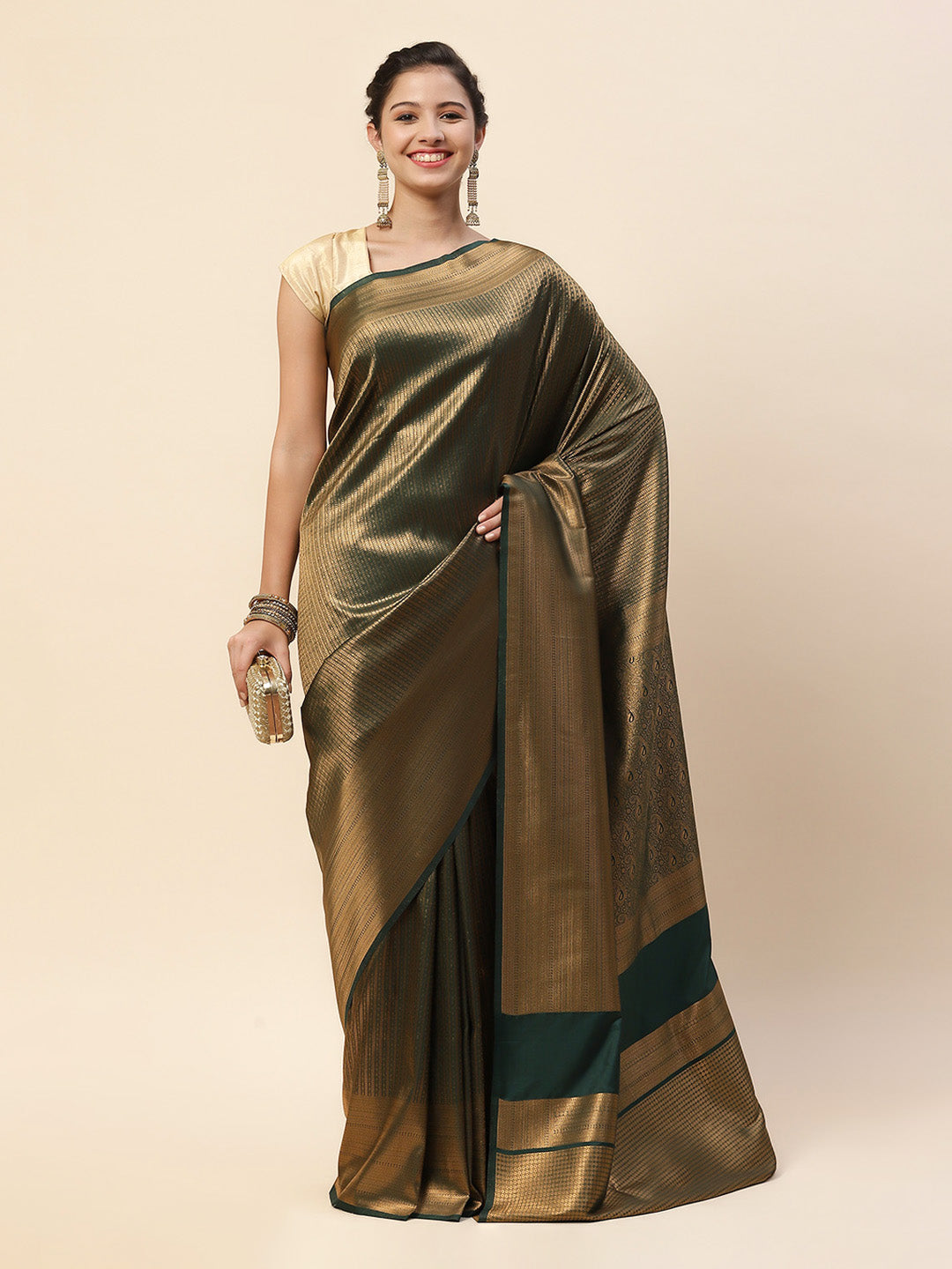 Brocade Zari Zaal Art Handloom Woven Saree