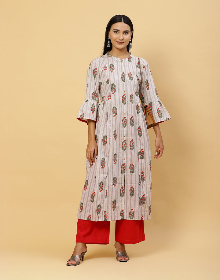 Printed Cotton Anarkali Kurti With Palazzo