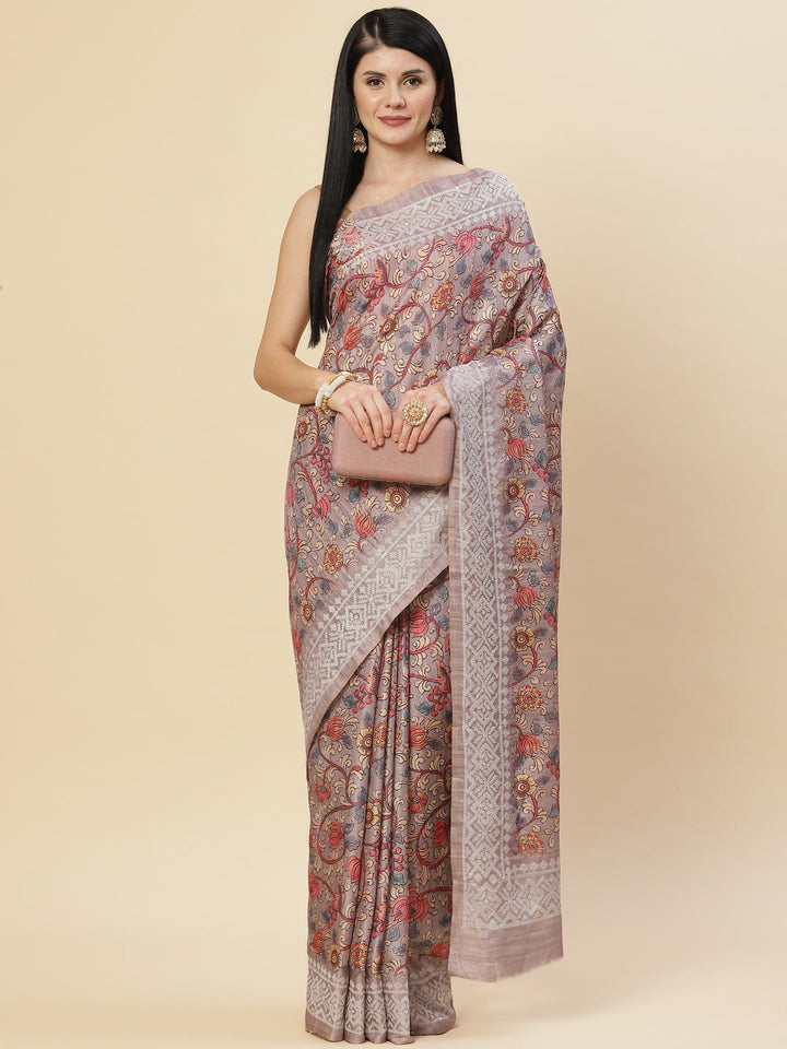 Digital Floral Printed Tussar Saree