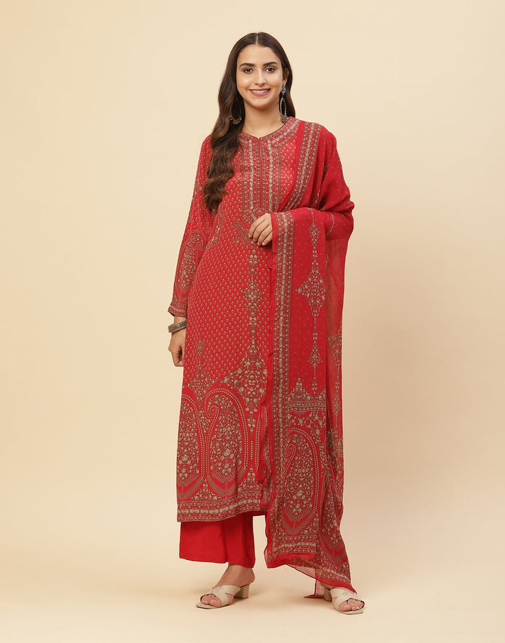 Digital Printed Crepe Salwar Kameez Stitched Suit With Georgette Dupatta