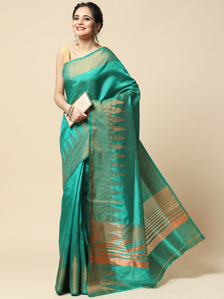 Plain Zari Border Handloom Woven Saree